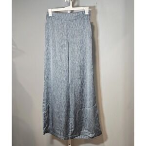 Cerule Women's Size L Blue/White Abstract Stripe Wide Legs High Rise Nice Drape